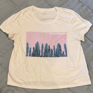 Aerie Cropped T-Shirt with Cactus Print L